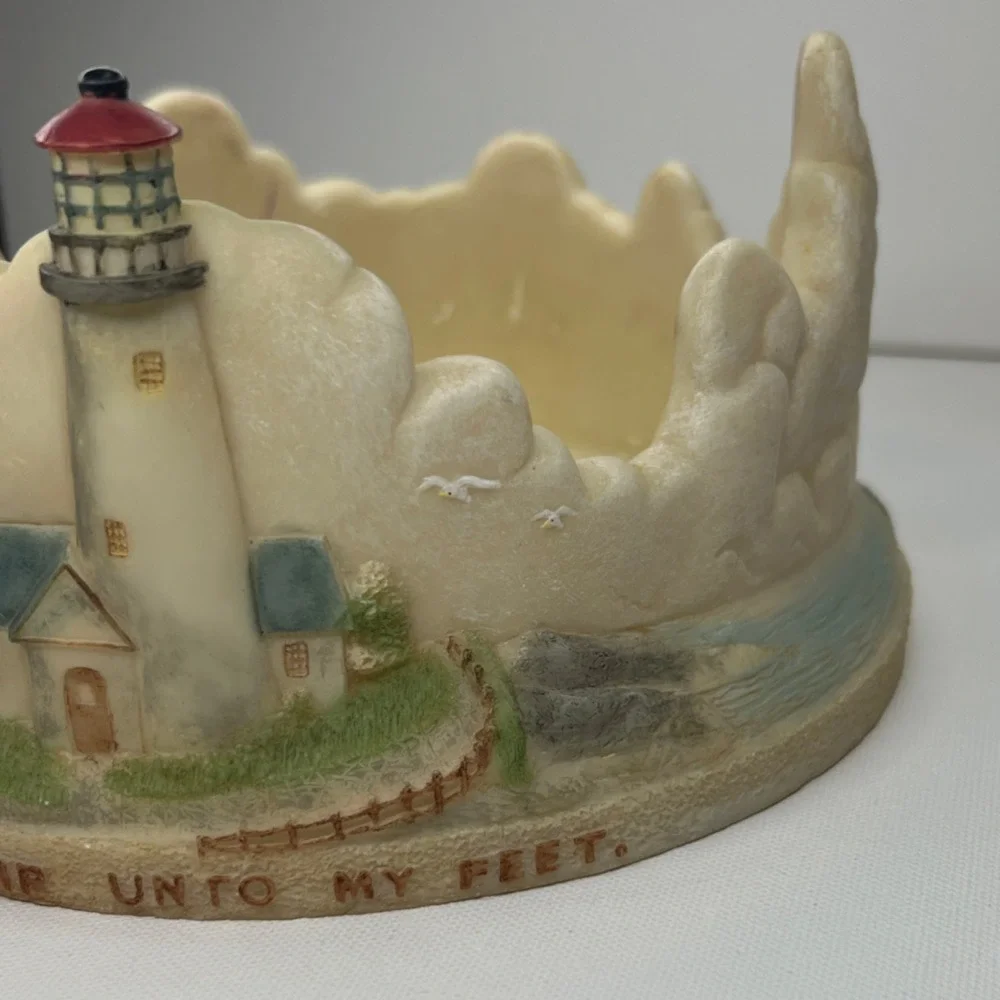 Religious Lighthouse Candle Holder Thy Word Is A Lamp Unto My Feet Resin Base